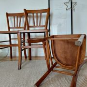 Set of 4 vintage bistro chairs in wood - brasserie style