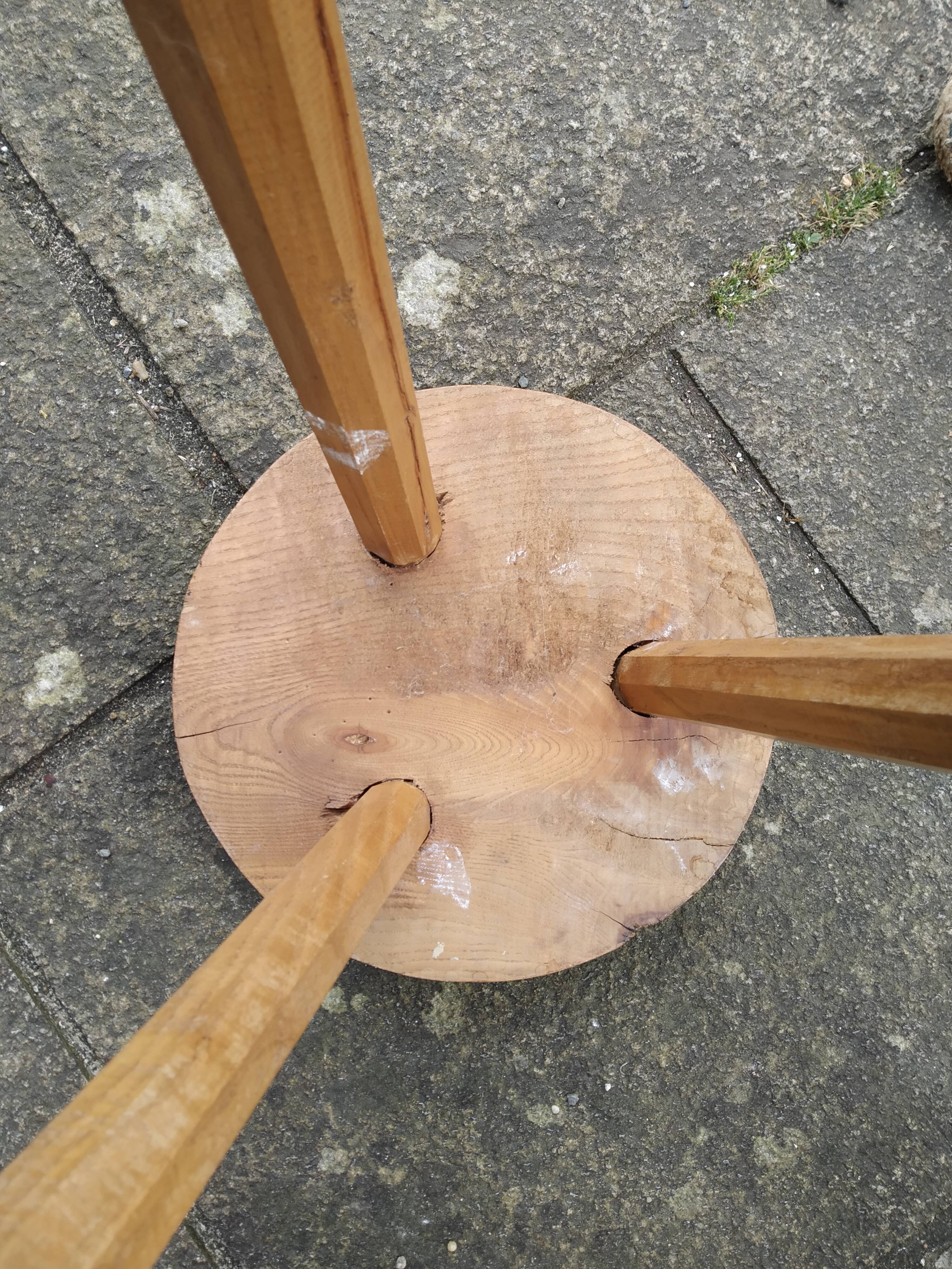 Pair of brutalist wood stools