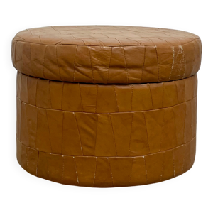 Pouf coffre patchwork - marron