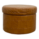 Brown leather patchwork storage pouffe