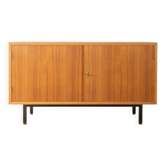 1960s sideboard, walnut veneer, black steel legs