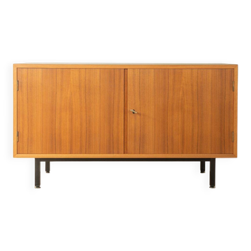 1960s sideboard, walnut veneer, black steel legs