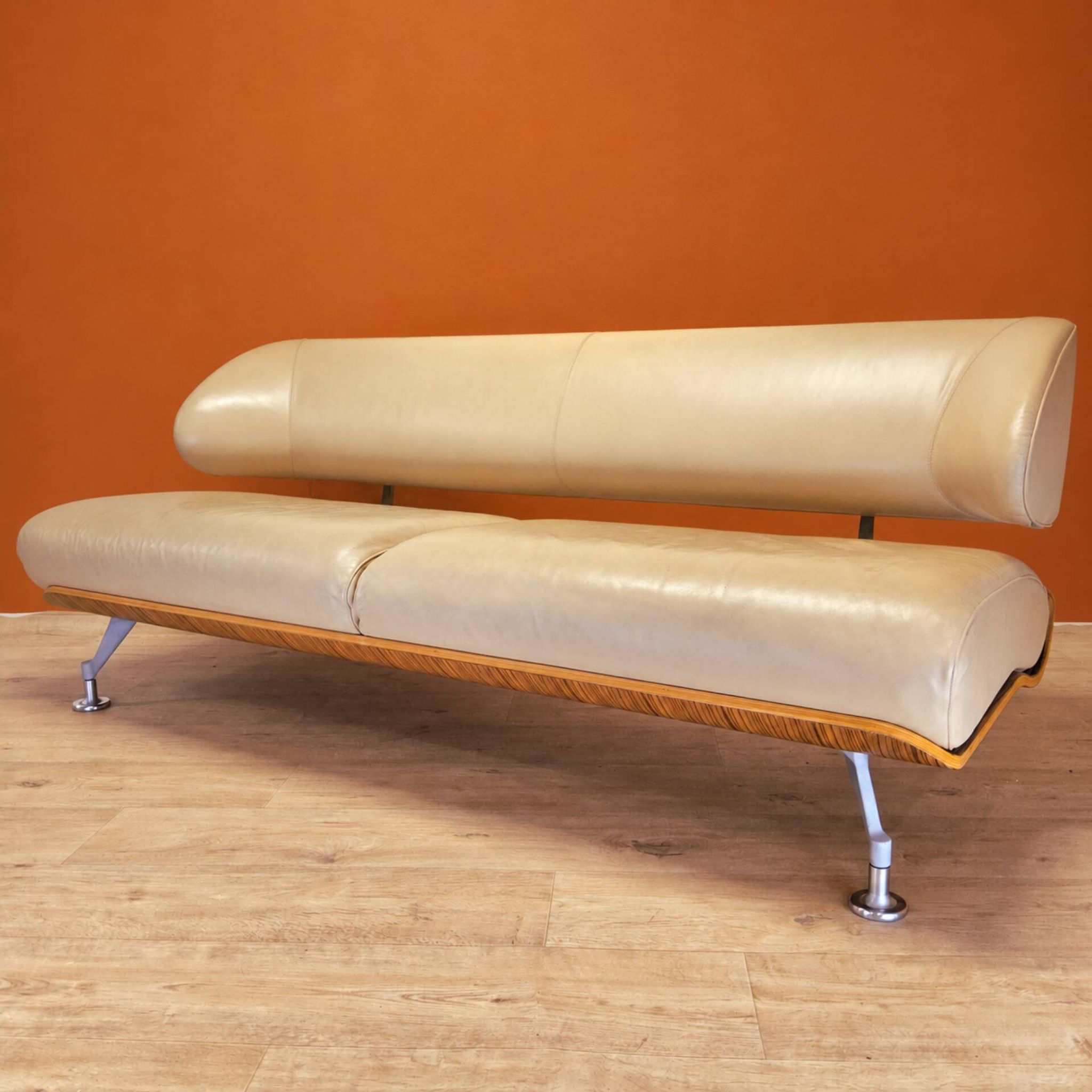 Italian white leather design surfing sofa / Frighetto bench