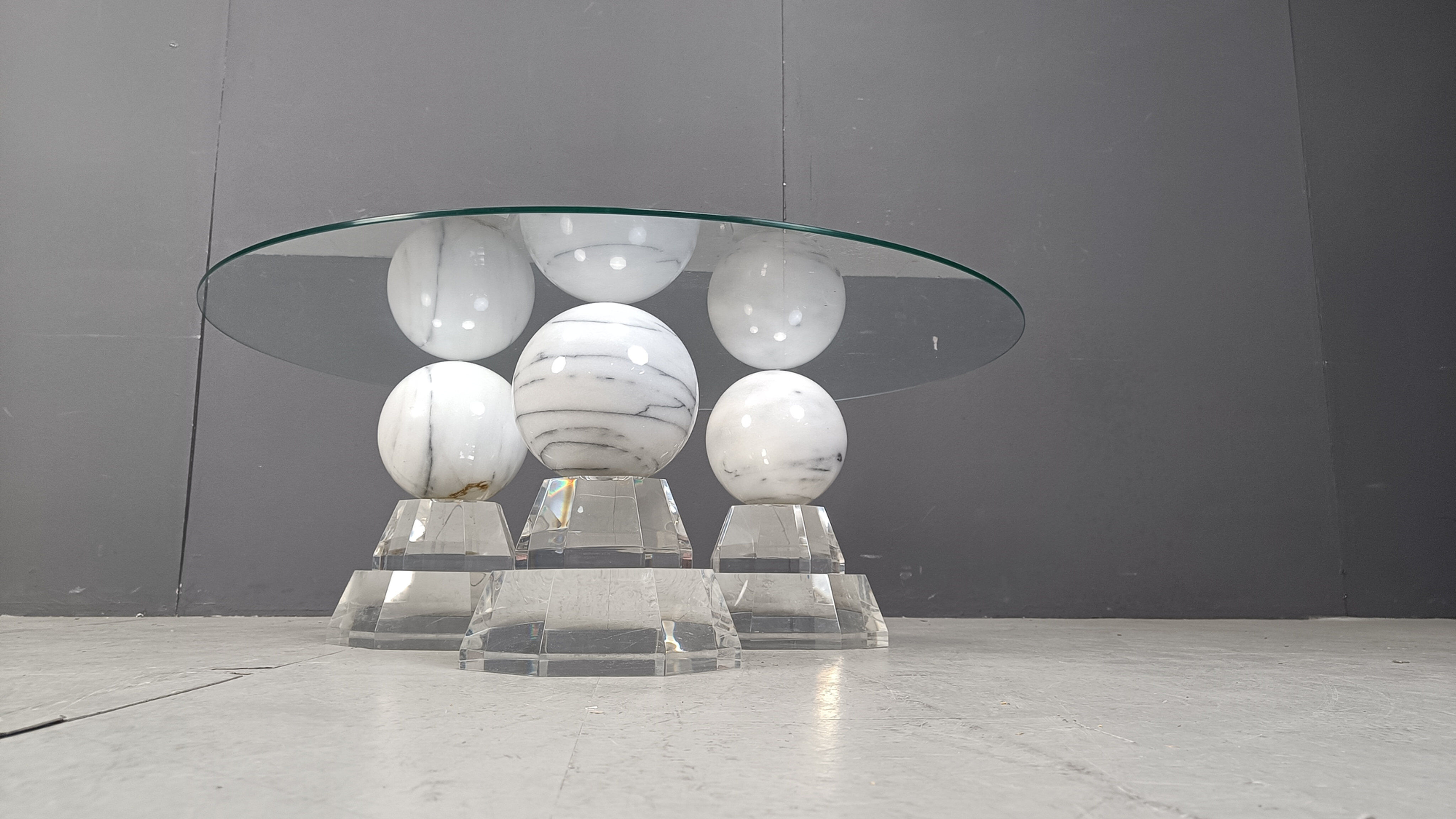 Marble sphere coffee table by Roche Bobois, 1980s