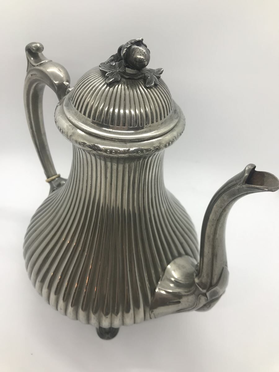 Silver metal teapot
