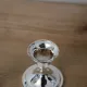 Pair of small silver candle holders with beaded borders – With Boursault box – H 7 cm