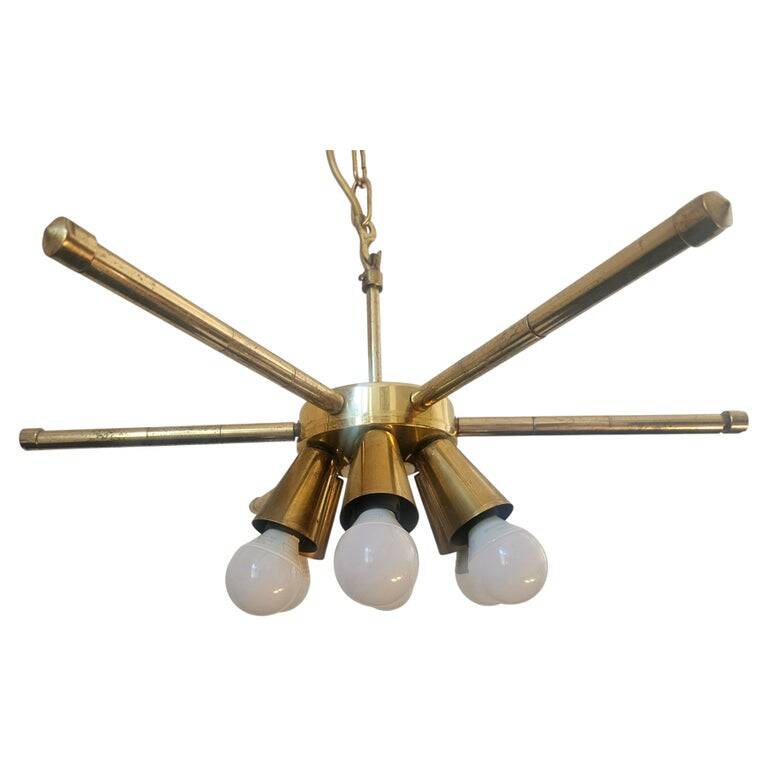 Rare Midcentury Brass Chandelier, 1970s