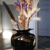 Black vase stamped MV