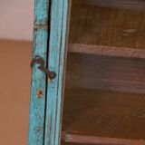 old Art Deco wall display case in original blue teak Burmese patina