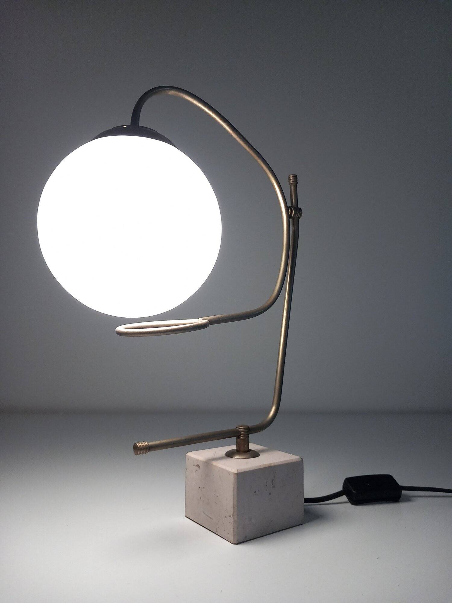 Large Vintage Table Lamp • Marble Base • Brass • 1970-1980