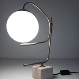 Large Vintage Table Lamp • Marble Base • Brass • 1970-1980