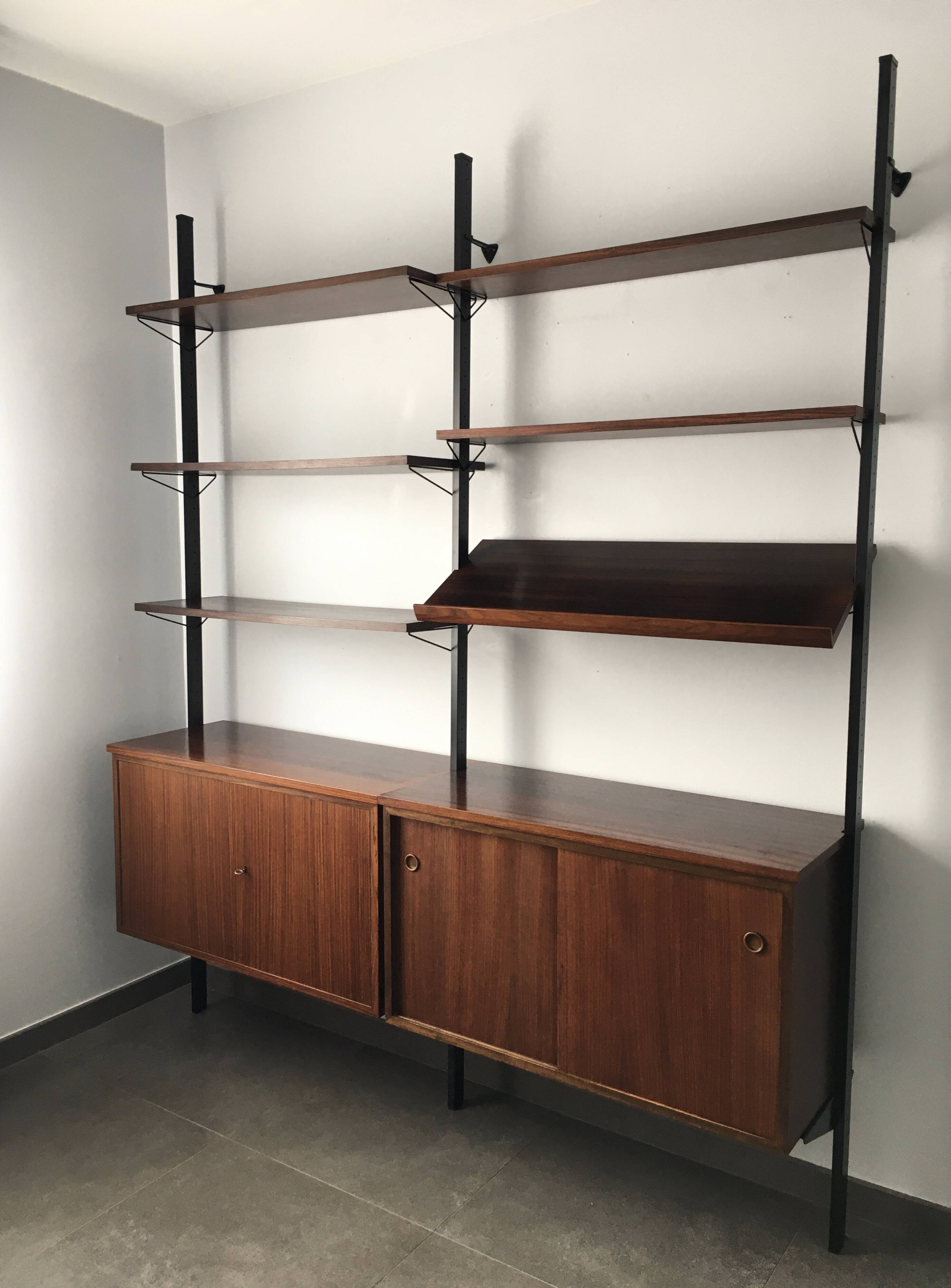 Scandinavian rosewood modular bookcase Pira Mobel system year 60