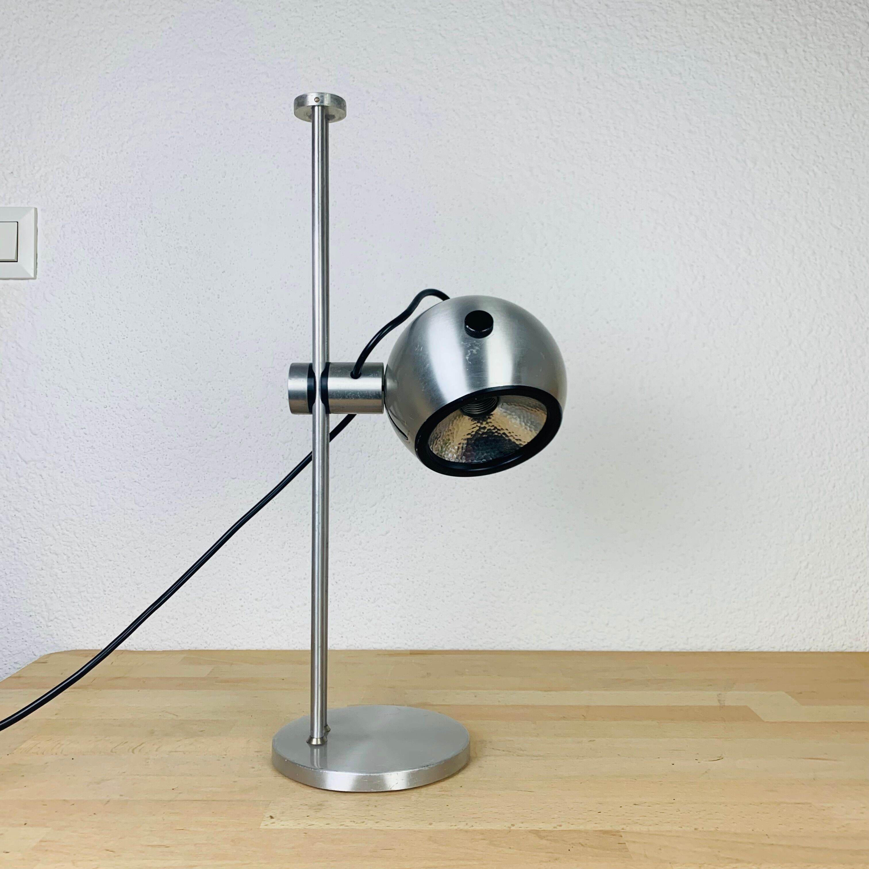 Spot lamp eyeball brushed aluminum 70s