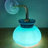 Vintage angled globe wall light in blue opaline