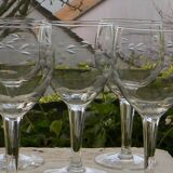 Set of 5 glass water glasses from the 1950s.