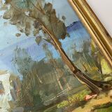 Gouache “Sicilian countryside” and glass frame from the early 20th century