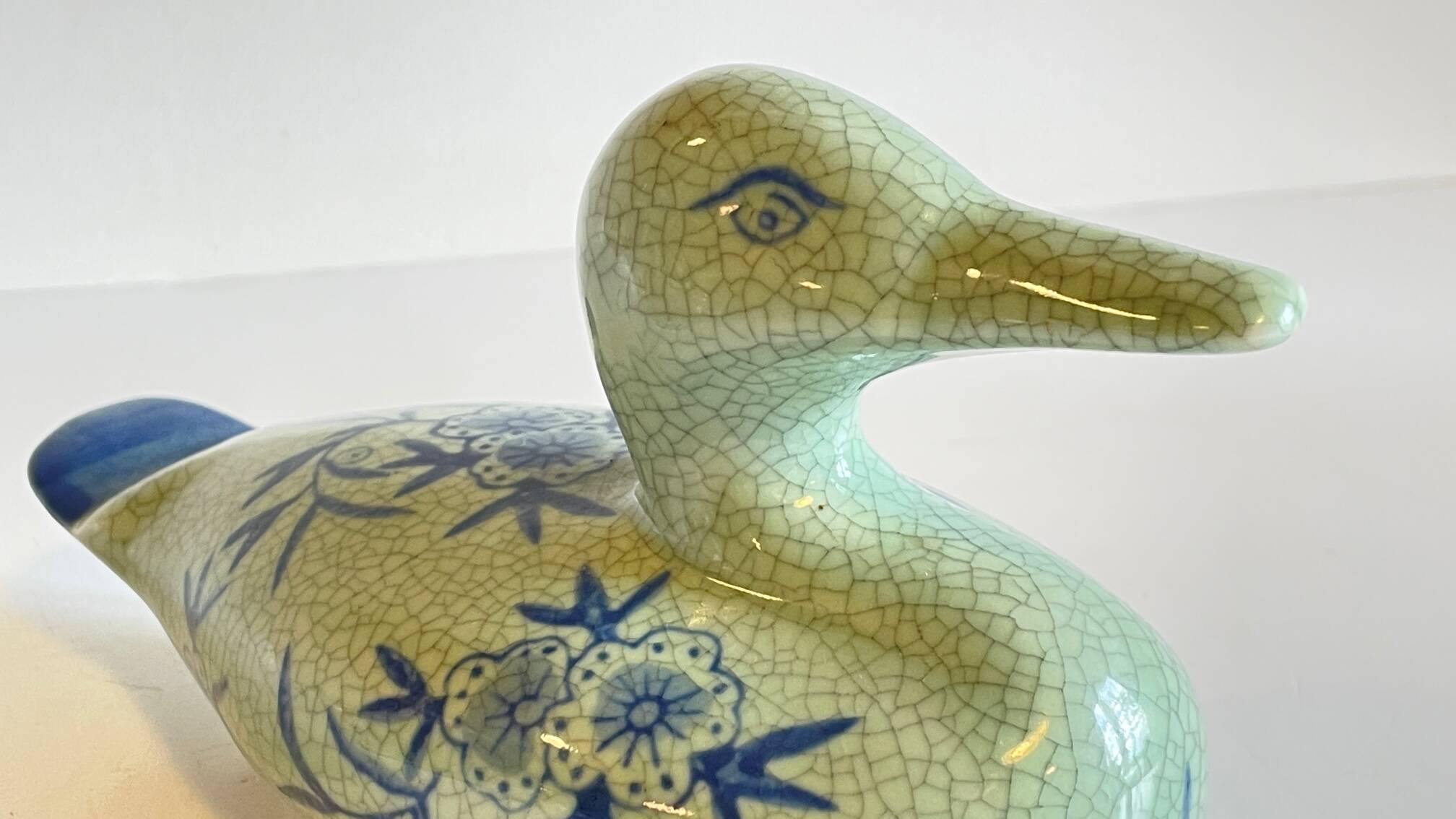 Vintage Blue Ceramic Duck