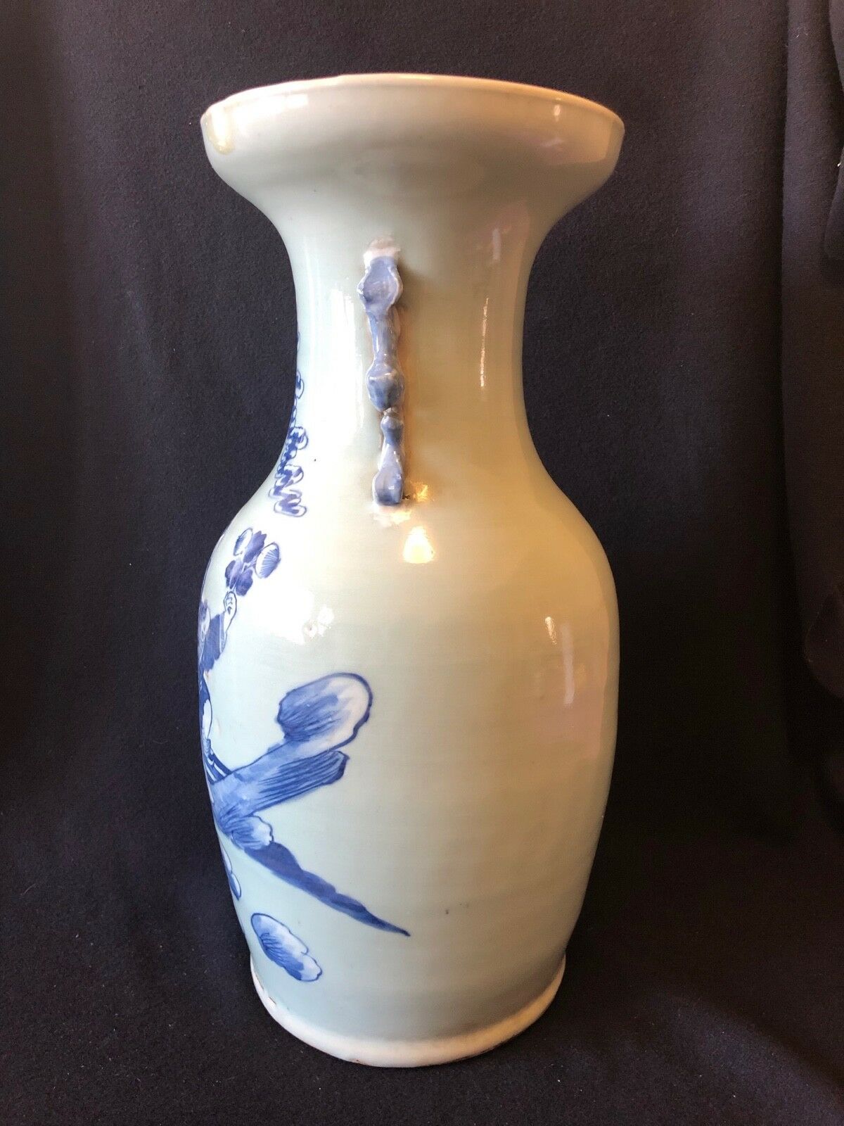 China white porcelain baluster vases under covered 19th century celadon 42.8 cm