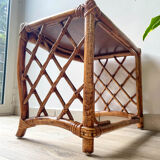 Vintage trundle tables in bamboo and rattan