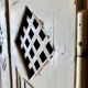 Old factory lacquered pine locker from early 20th century France.