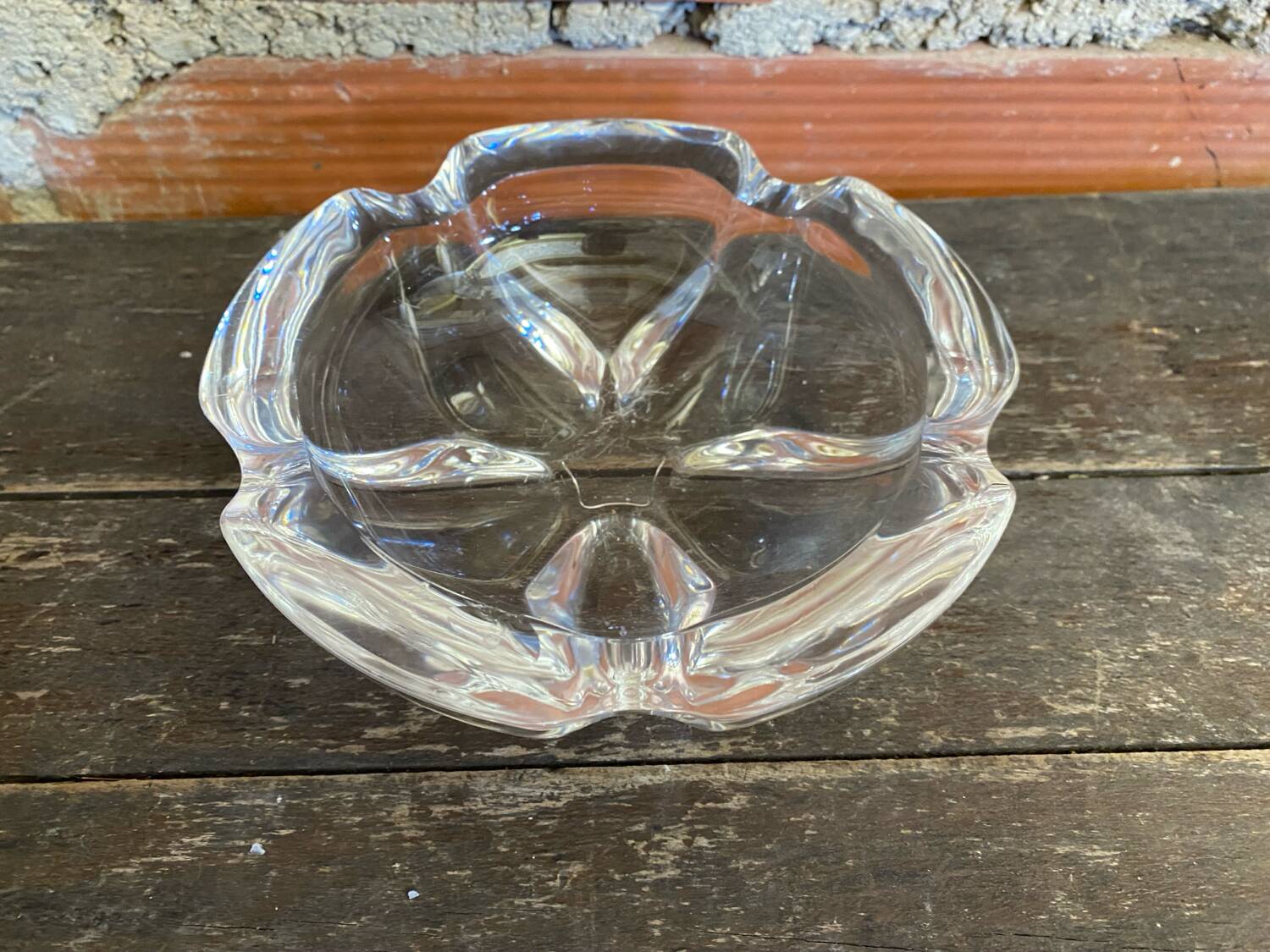 Vintage DAUM Crystal Petal Shaped Ashtray Pocket Video #D8