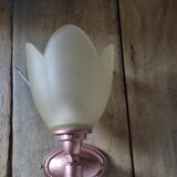 Wall lamp tulip paste frosted glass cast iron pink copper