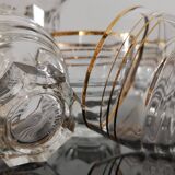 6 gobelets en verre transparent liseré doré