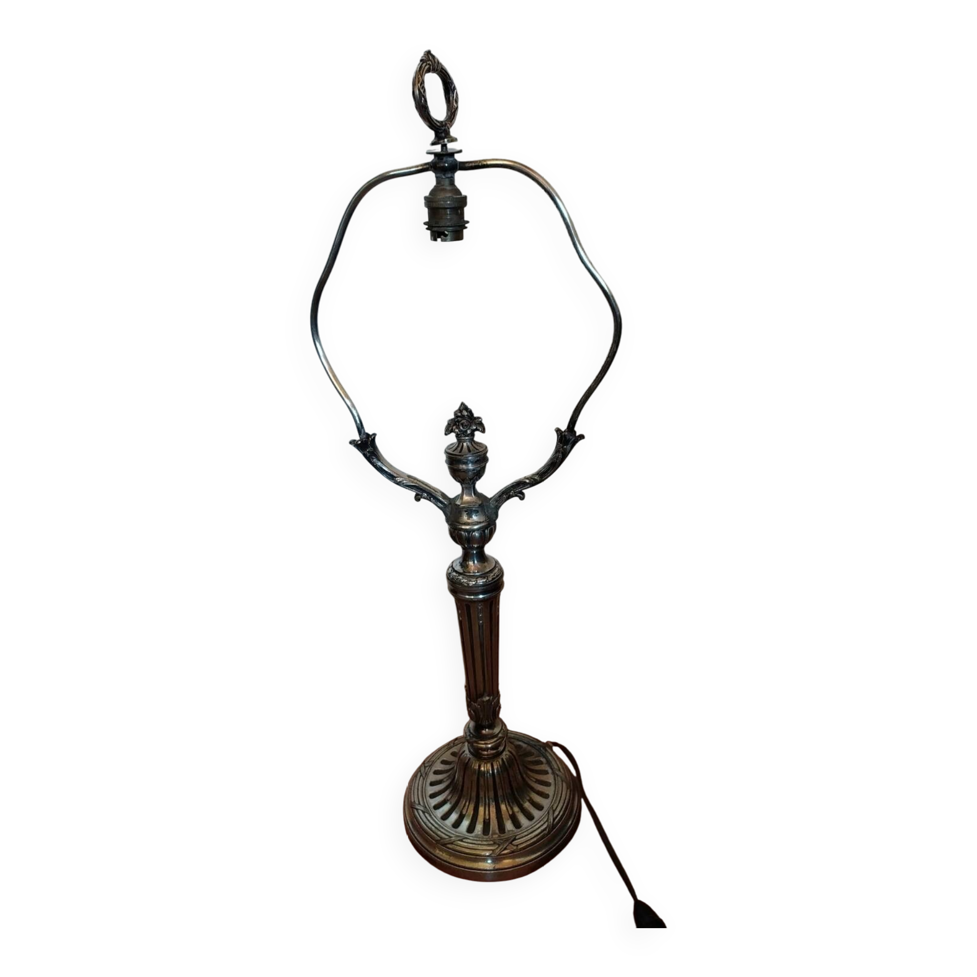 Pied de lampe Victorien en bronze argenté