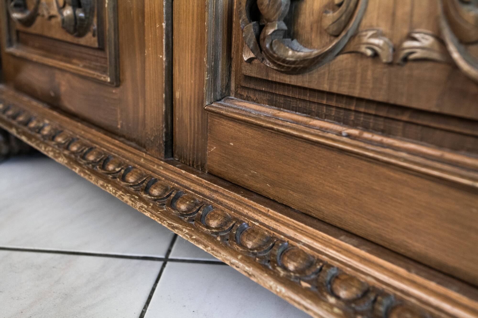 Old carved sideboard Portugal vintage solid wood