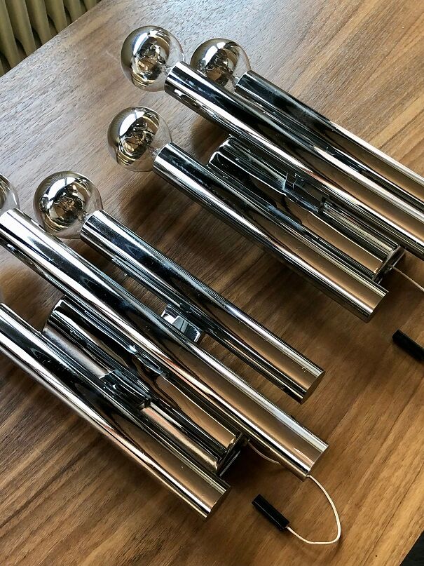 Chrome wall lamps from the 70s
