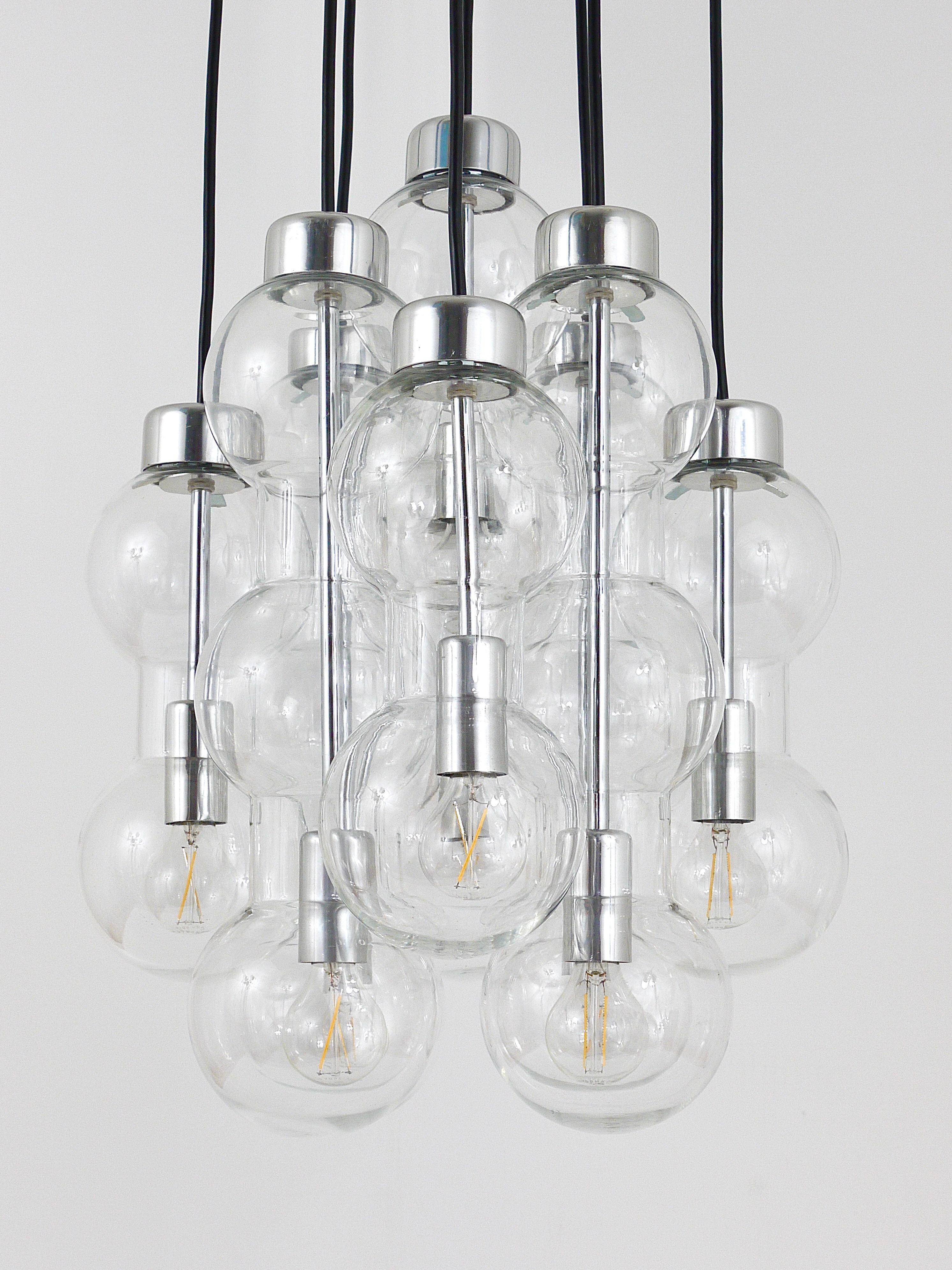 Impressive cascading hourglass chandelier Doria, Space Age, Germany, 1960s.