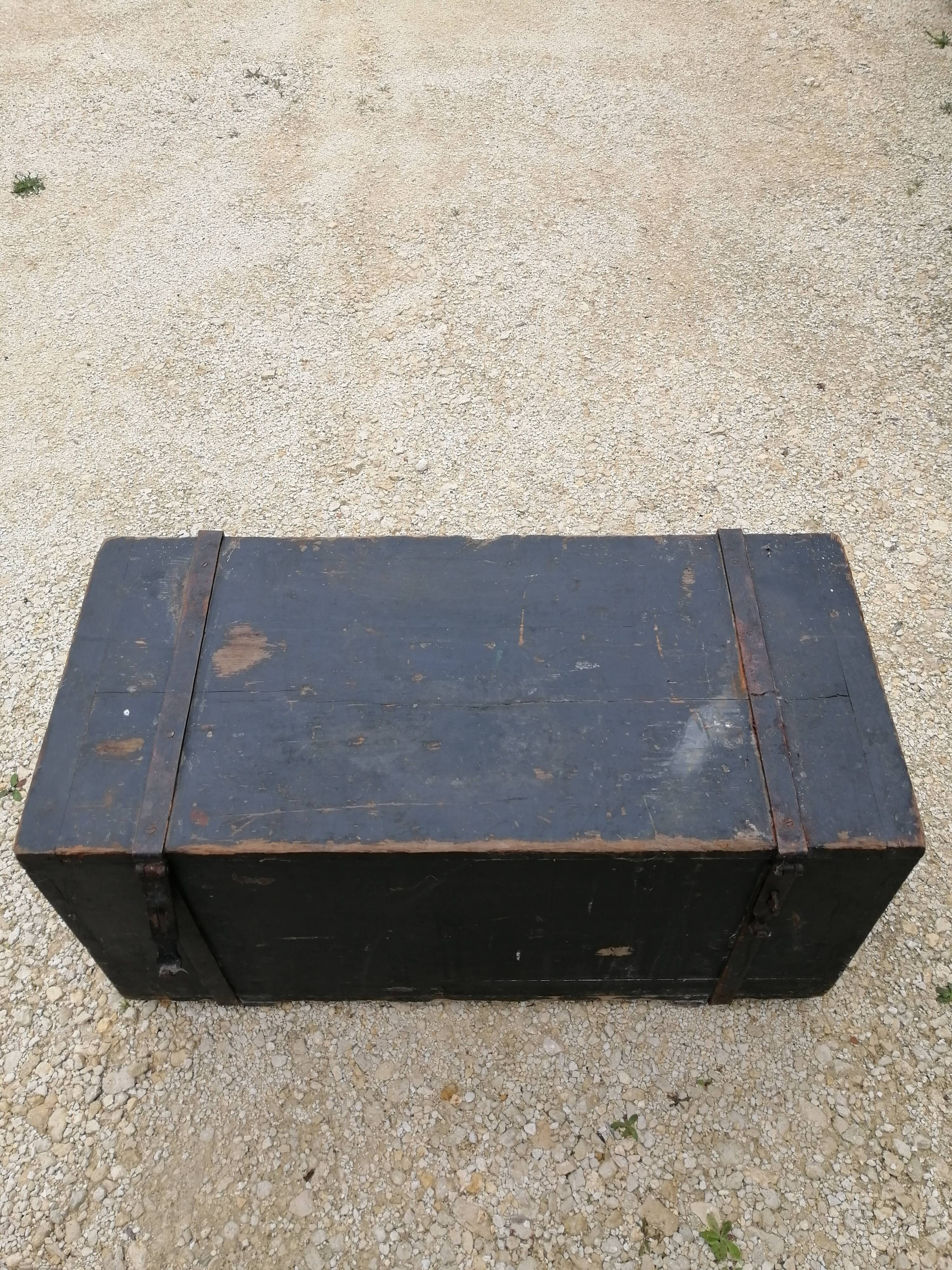 Old vintage wooden travel trunk