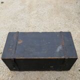 Old vintage wooden travel trunk
