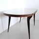 Vintage Beech and Walnut Dining Table with an Oval Gray Glass Top, Italy