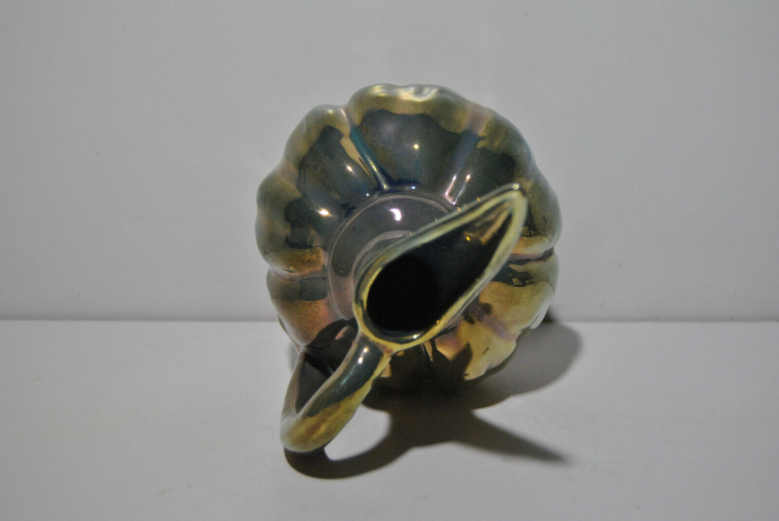 Ceramic pouring jug Rambervilliers art deco flamed sandstone metallic reflection