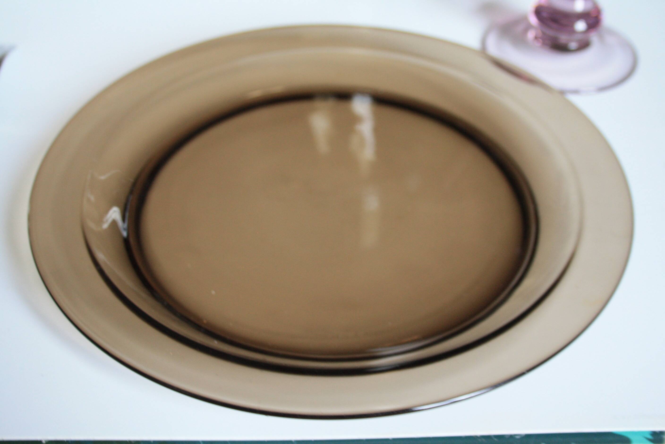 Set of 6 Vereco smoked glass dinner plates