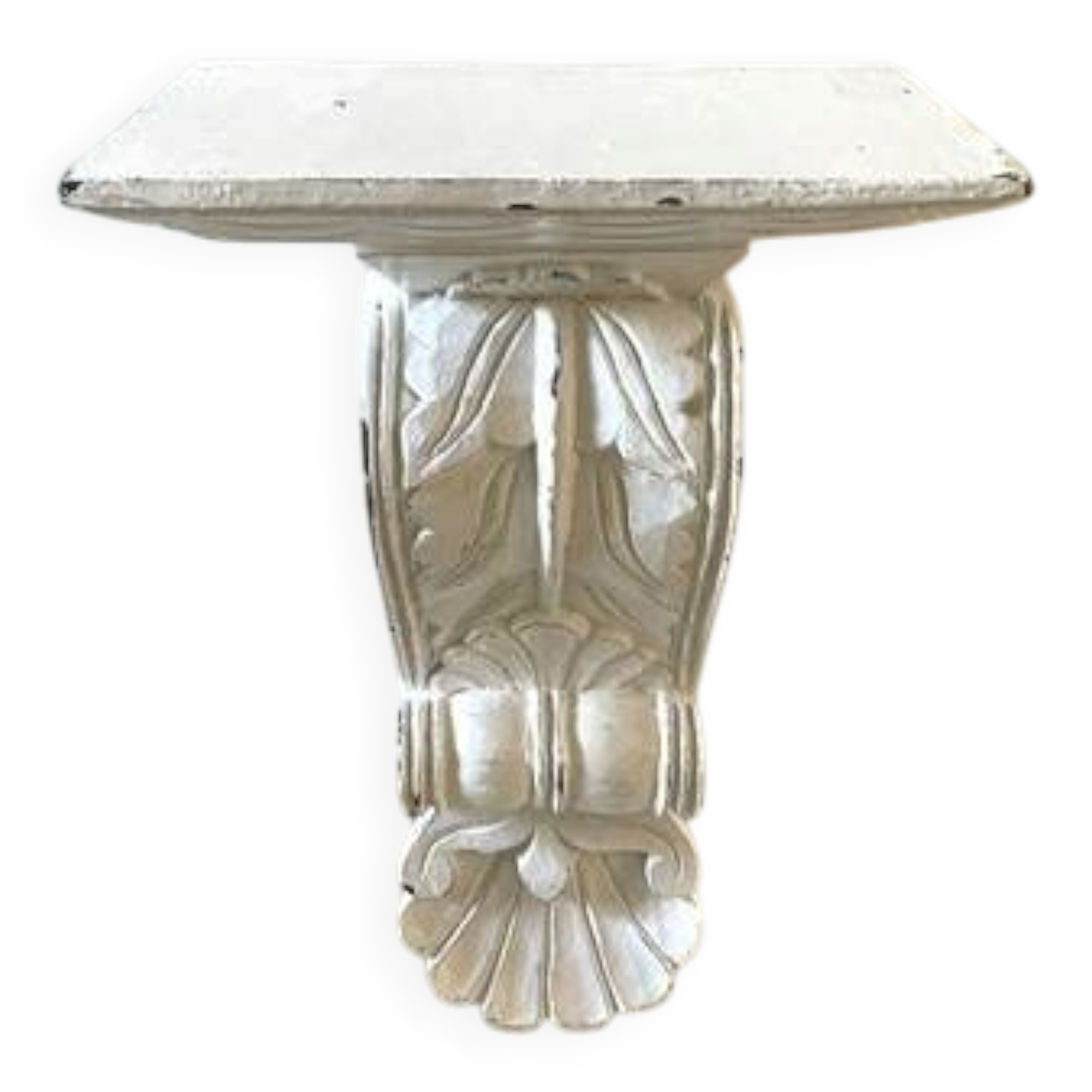 White Patinated Wall Console Shelf