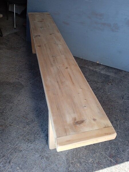 Patinated natural solid wood bench 180cm
