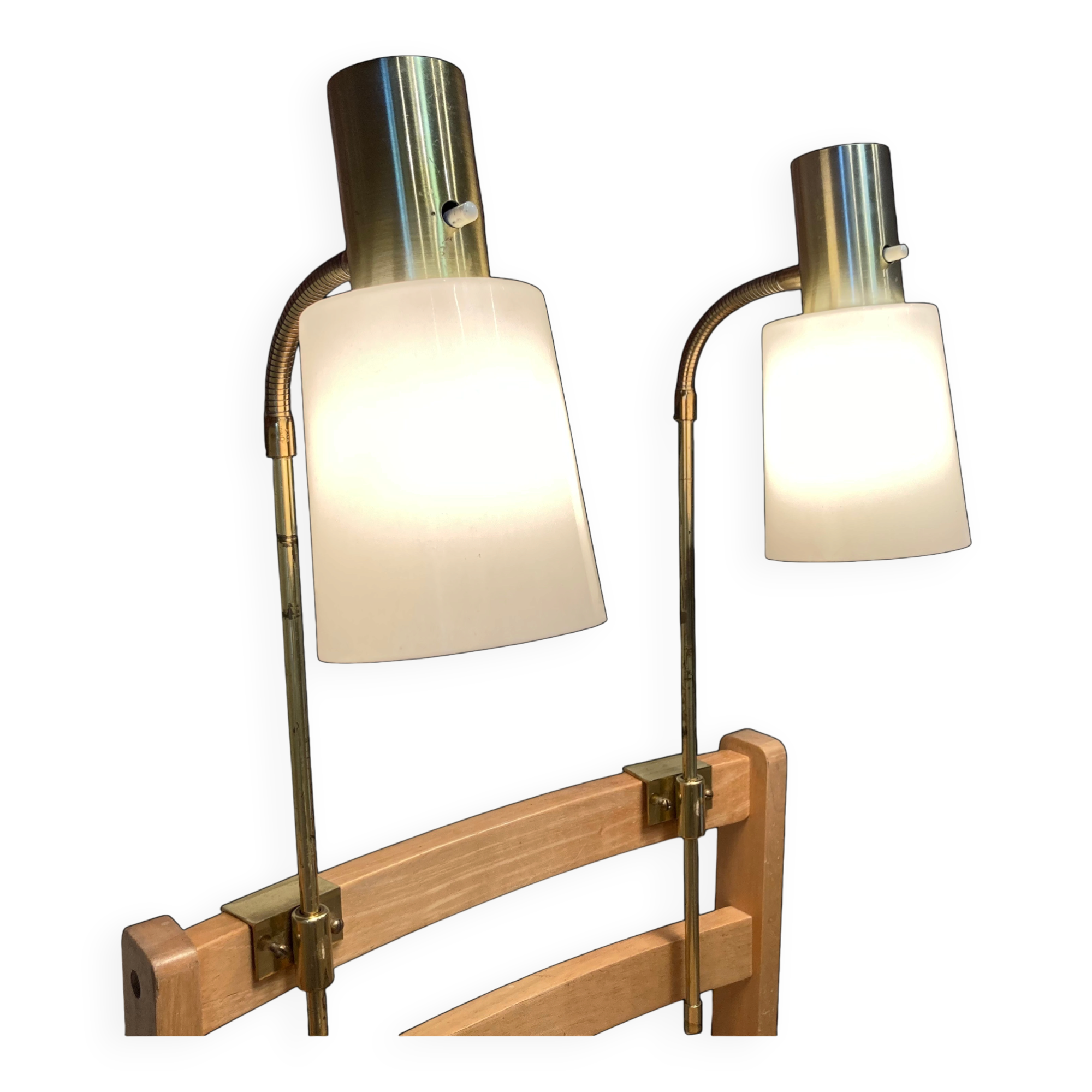 Pair of large modulable industrial lamps 1950.