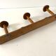 Vintage wooden wall coat rack 3 hooks bamboo rattan pattern