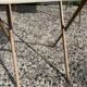Small vintage desk with formica drawers and 70s chair