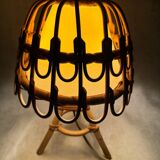 Mid-Century French Rattan and Wicker Table Lamps by Louis Sognot, 1960s,