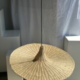 Large suspension, rattan luminaire in hat shape D:80cm