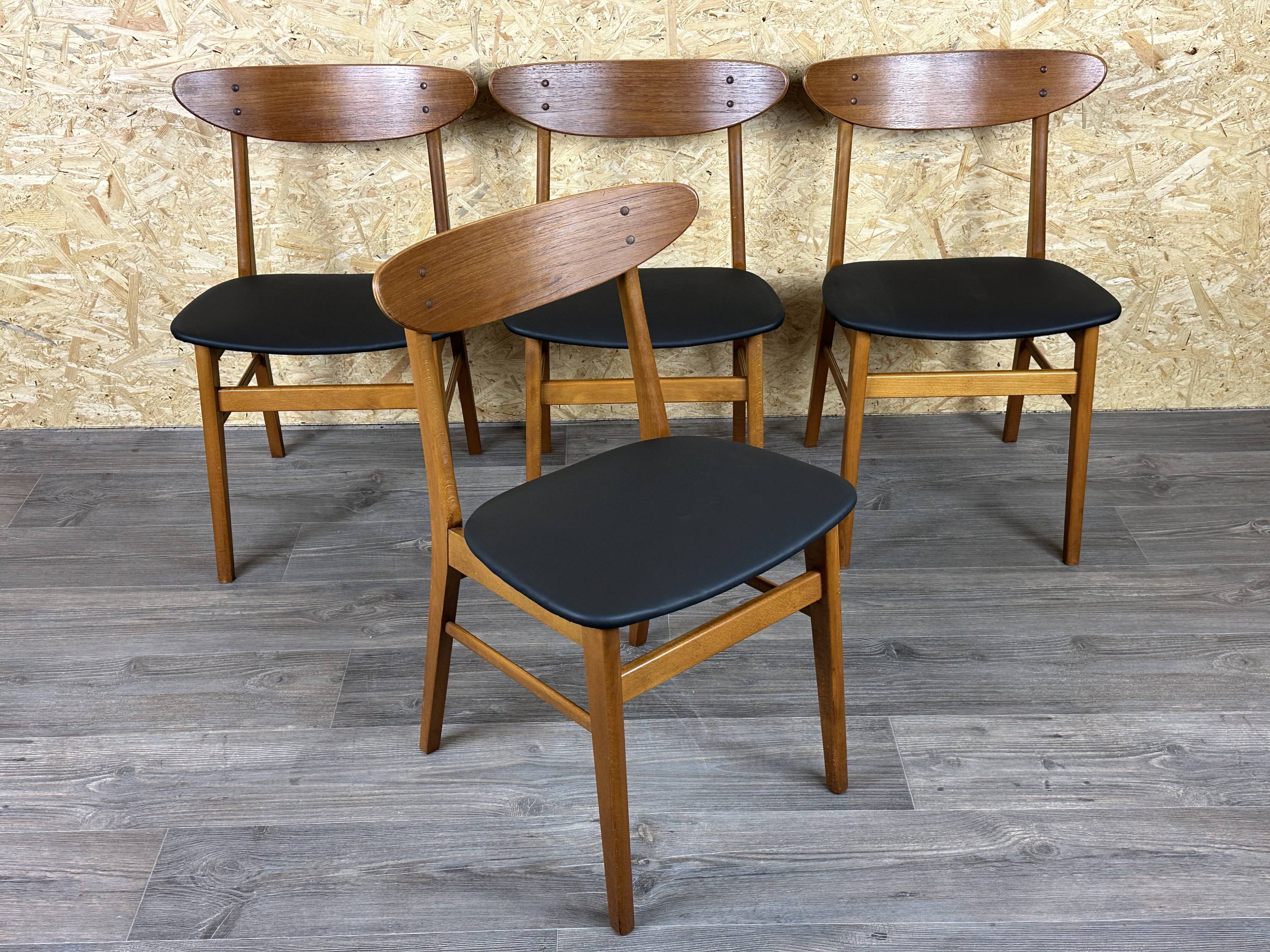 4x 60s 70s Teak Dining Room Chairs Danish Modern Design