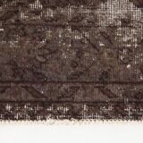 Tapis de course vintage turc en laine douce, gris foncé, 2x10
