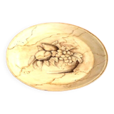Painted sheet metal serving tray Fruit basket decor on beige background with marbled effect