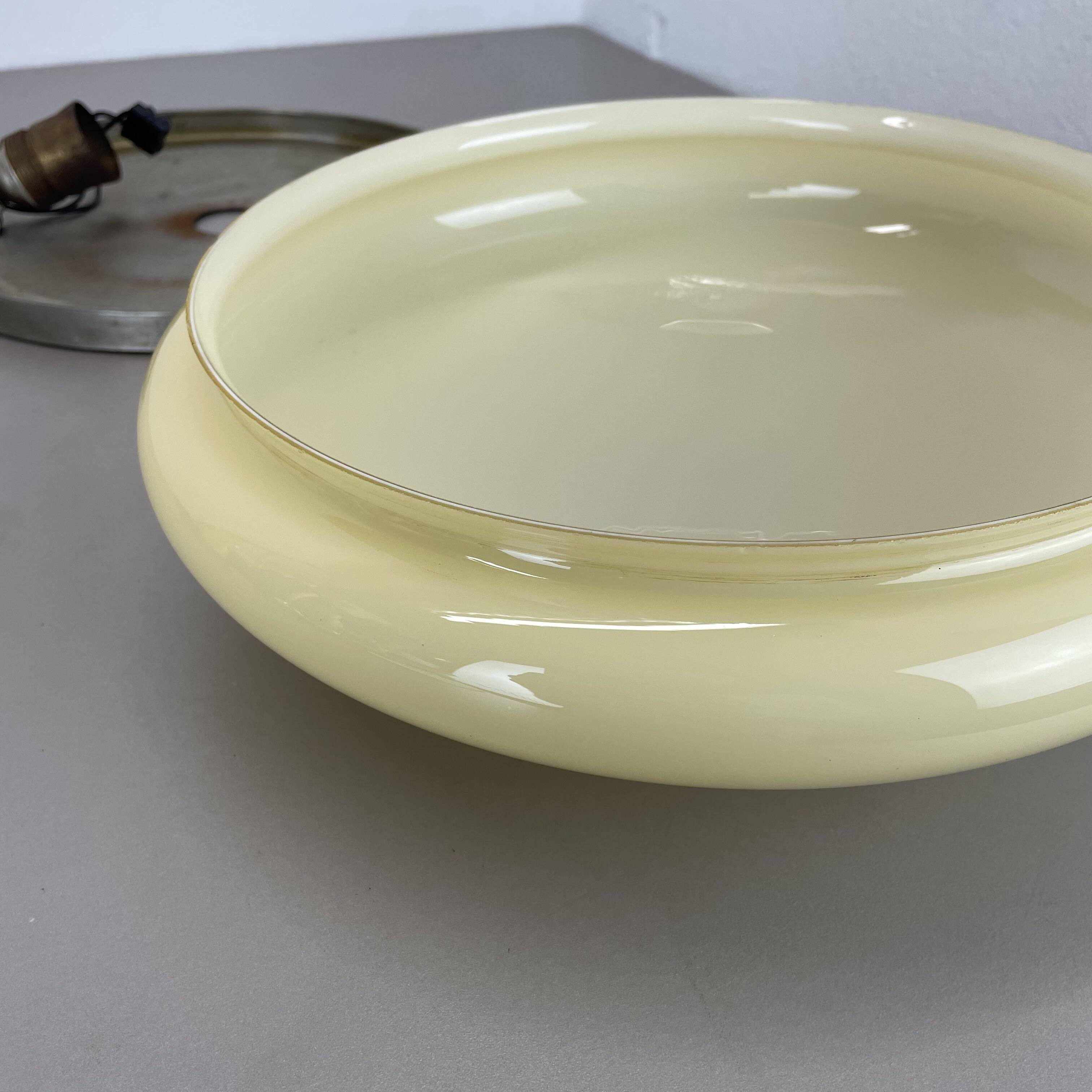 Large modernist art deco metal plafoniere ceiling flushmount light, france