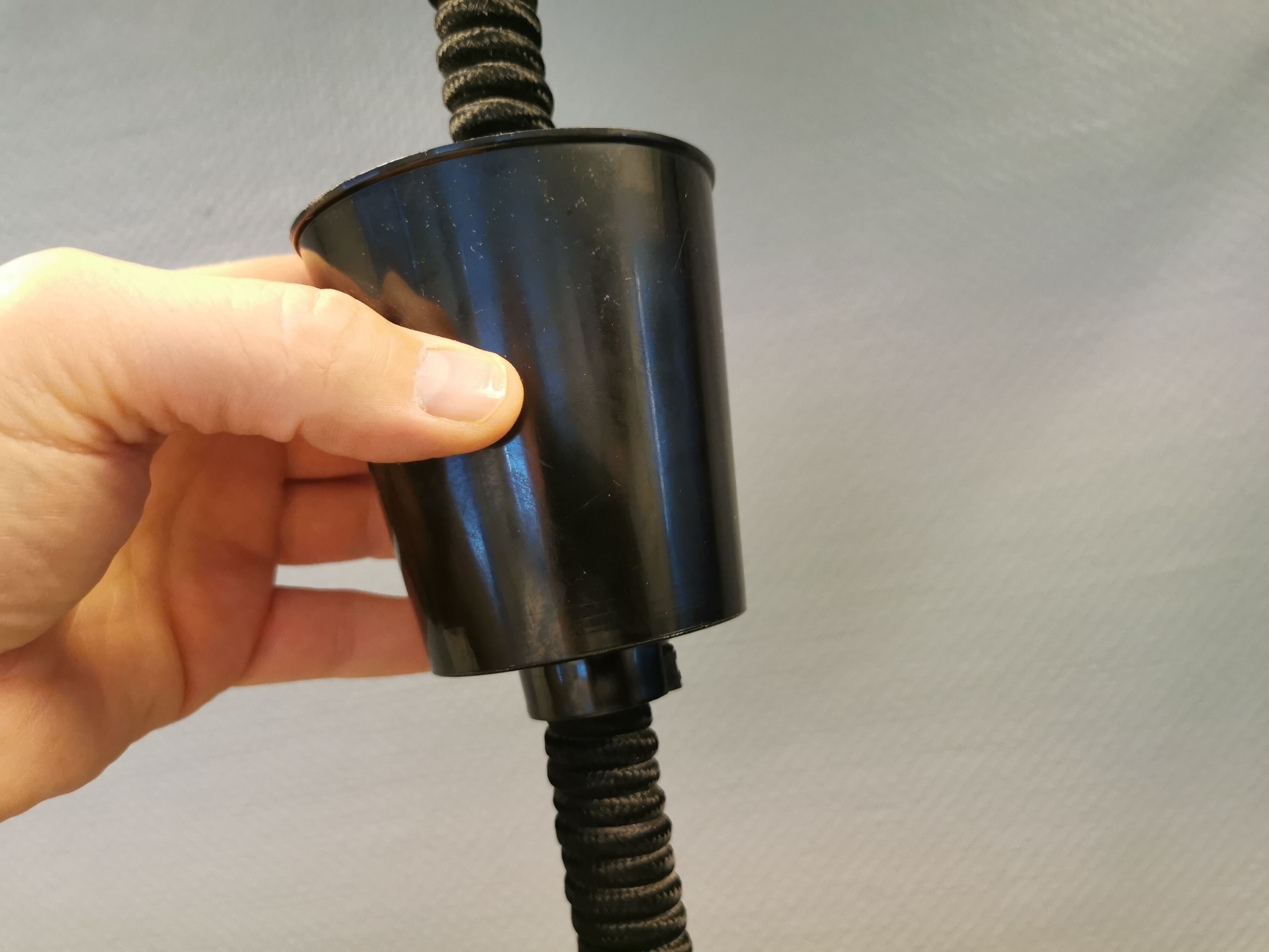 Hanging lamp from the 1970s-1980s, made of metal and brass.