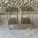 Pair of glass side tables with gilded feet