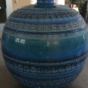 Vase ceramic blue Aldo Londi for Flavia Montelupo faïence vintage 60/70 italy